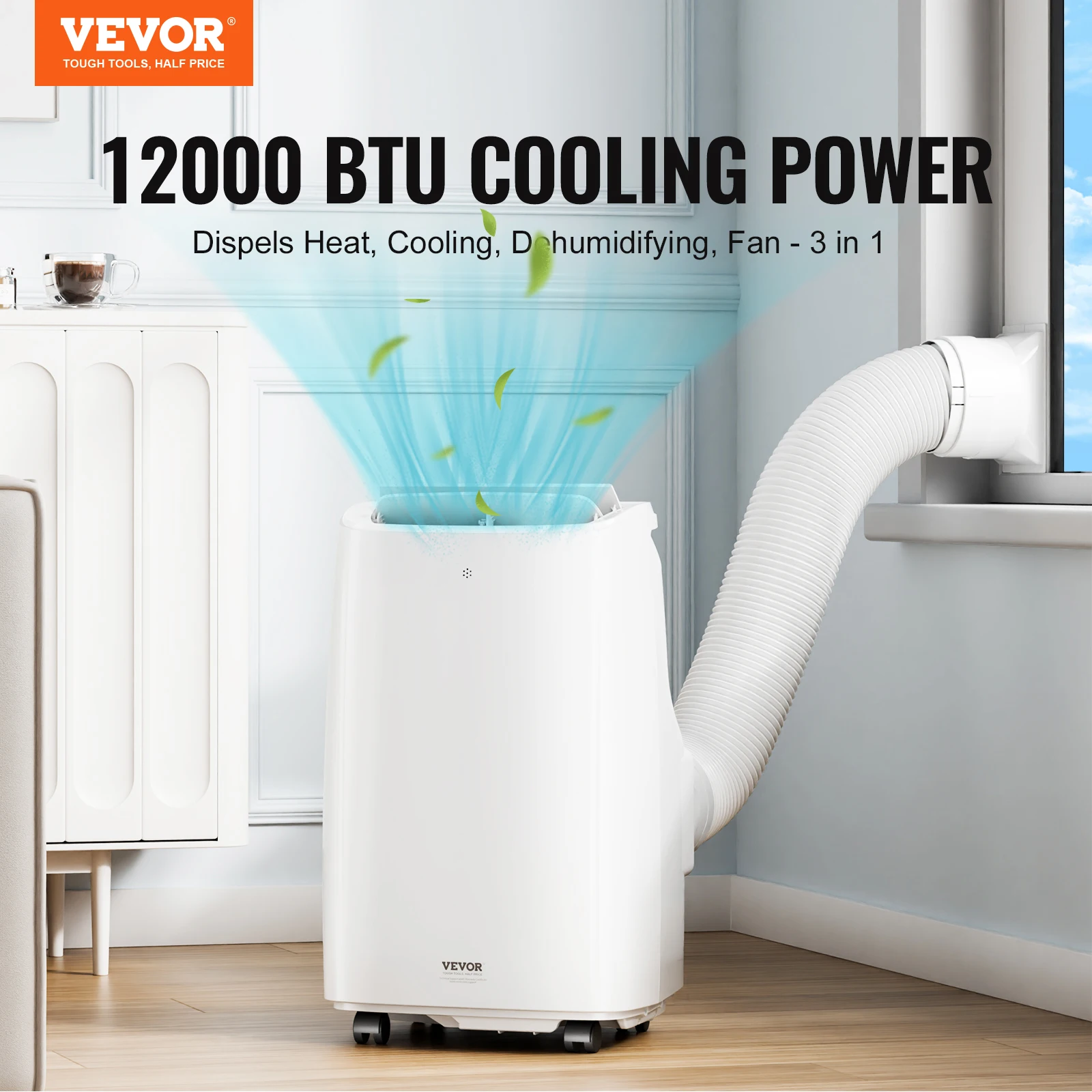 VEVOR 12,000 BTU Portable Air Conditioners 3-in-1 for AC Unit for 550-700 Sq.Ft Cool/Dehumidifier/Fan Mode for Home/Office/Dorms