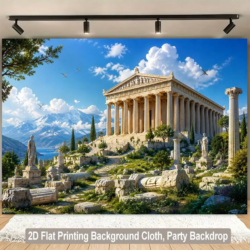 Ancient Greek Roman Temple Ruins Wall Tapestry Home Decor Classical Architecture Backdrop Canvas Print Mythology Scene Poster