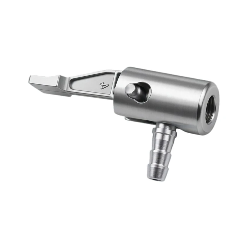 Aluminum Tire Inflator Fitting Adapter with Lever Locking Head and 6 Mm Hose for Pressure Checks and Garage Tire H9EE