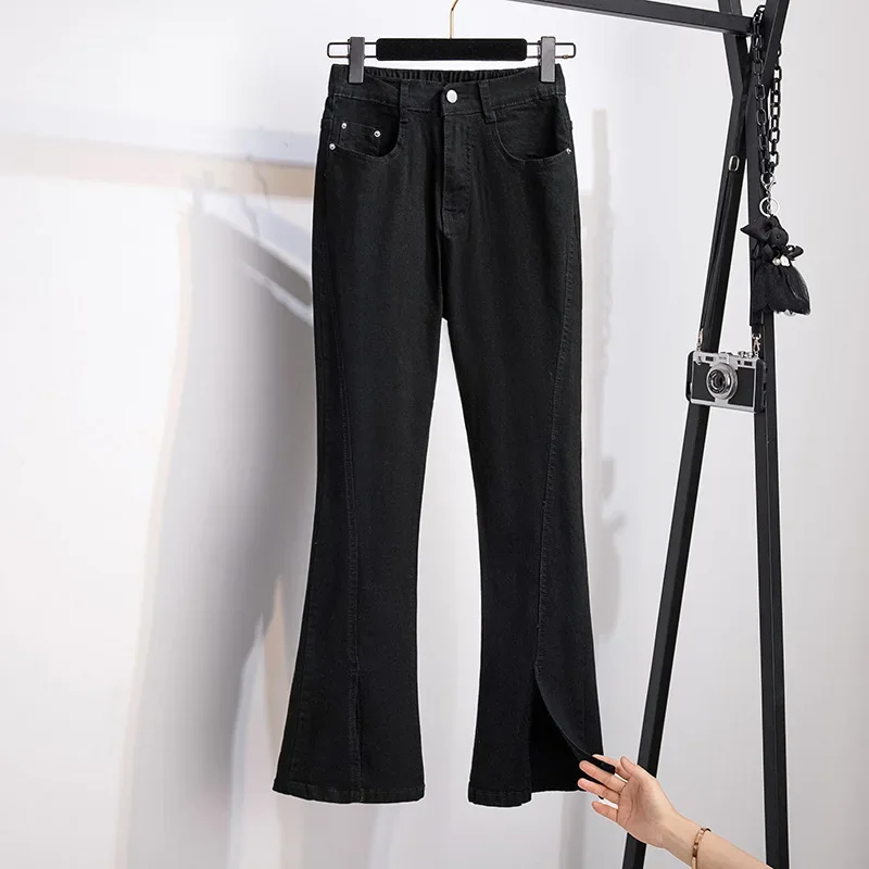 High-Waisted Slimming Casual Loose-Fit Plus Size Women's Clothing 200/300kg Trousers Slimming Bell Bottom Jeans For Plus Size Wo