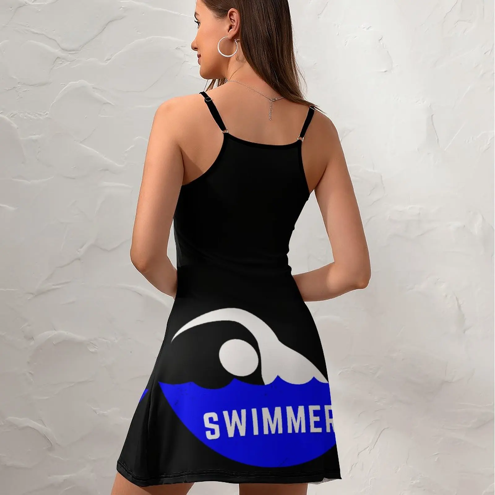 Novelty Swimmer Word Swimmer Swim 11  Women's Sling Dress Graphic Vintage Sexy  Woman's Gown Humor Graphic  Clubs Dresses