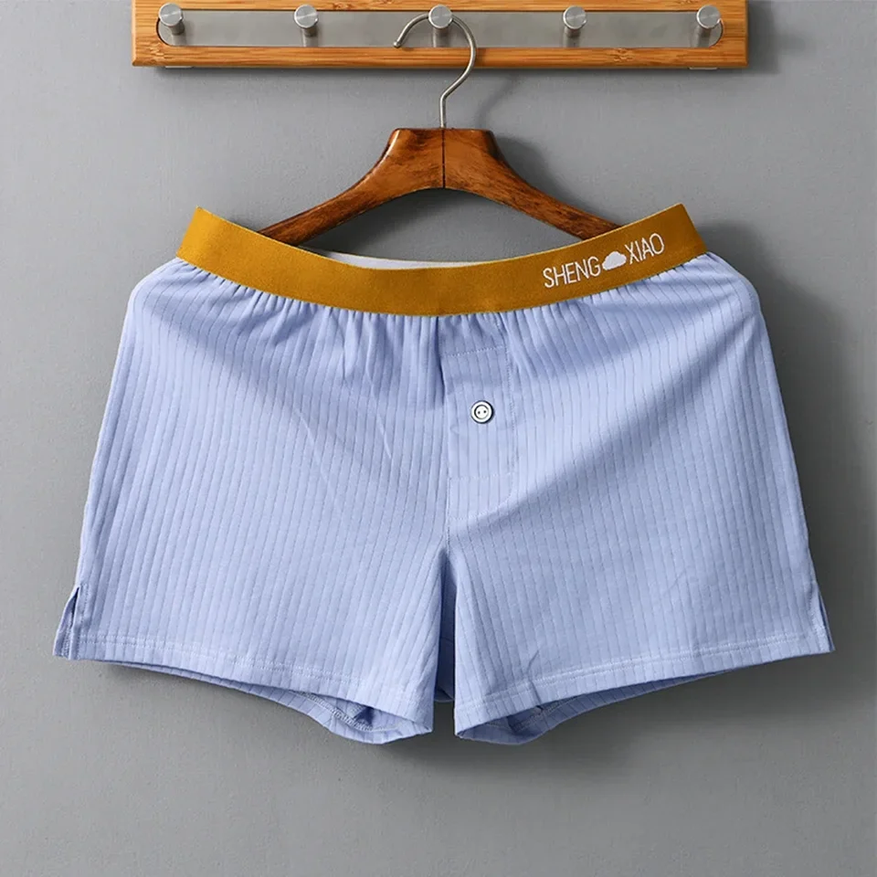 1pc Men Cotton Boxers Shorts Breathable Loose Underwear Middle Waist Underpants M~2XL Large Size Boxer Briefs Trunks Homewear