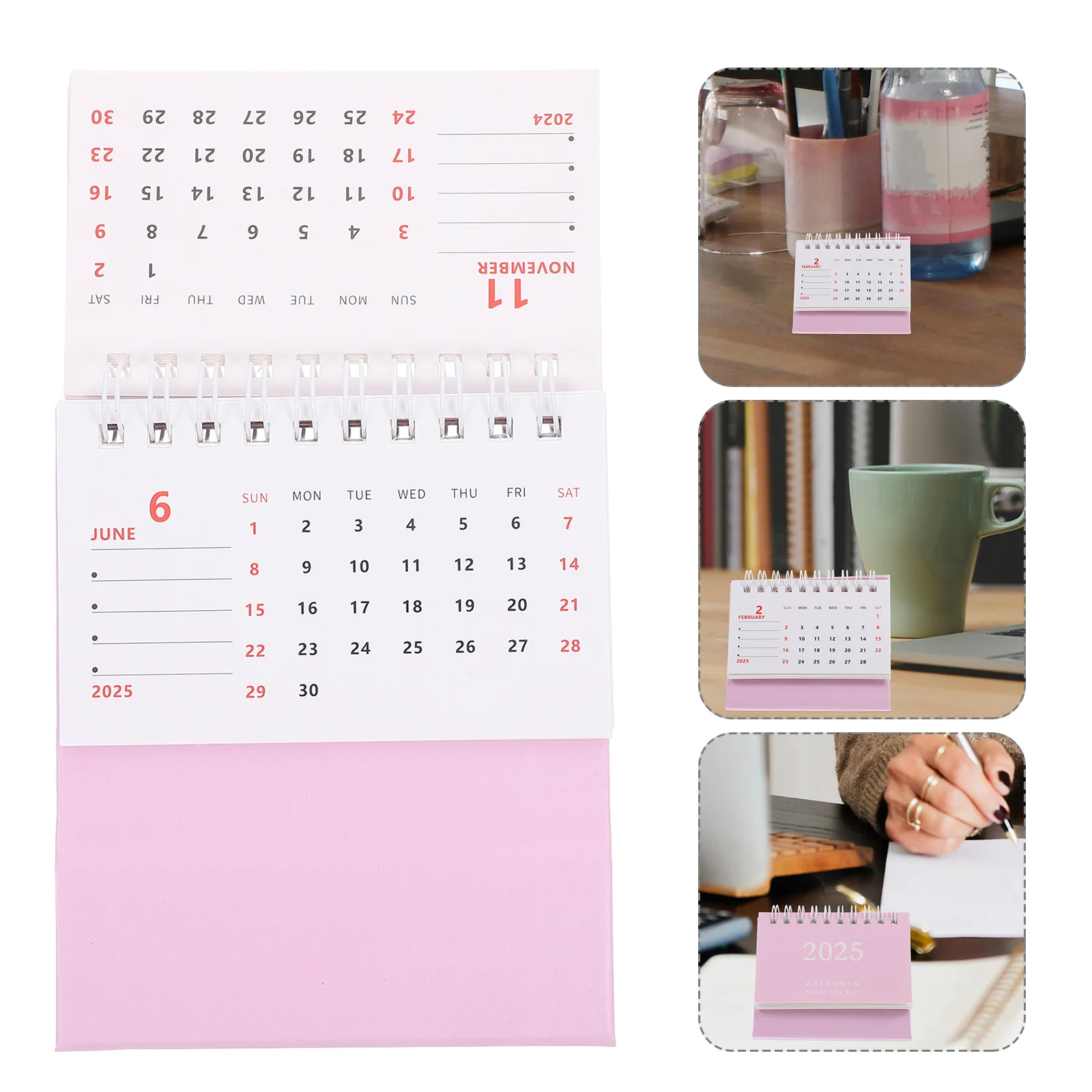 Whiteboard Calendar 2025 Desk Office Monthly Flip for Small Desktop Supplies 950X750X700CM Note Daily Use Pink Standing