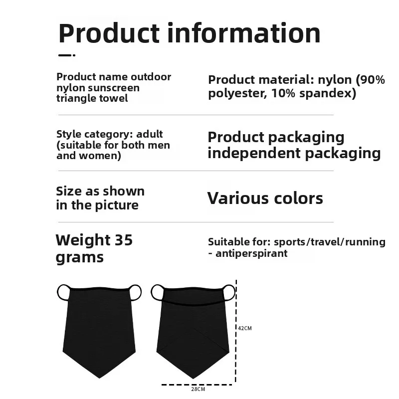Breathable Scarf Half Face Mask Summer Quick-drying Neck Gaiter Cover Hanging Ear Sun Protection Bandana Neckerchief Headwear