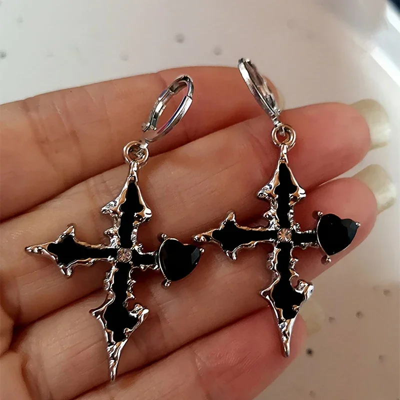 القوطية الصليب الأسود الحفر إسقاط أقراط النساء الشرير هالوين المجوهرات الإبداع موضة رائع بيان مجوهرات فتاة الهدايا #3