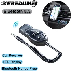 Bezprzewodowy samochodowy nadajnik FM Bluetooth 5.3 Adapter Aux USB na gniazdo 3,5 mm Audio Mikrofon muzyczny Adapter zestawu głośnomówiącego do głośnika samochodowego