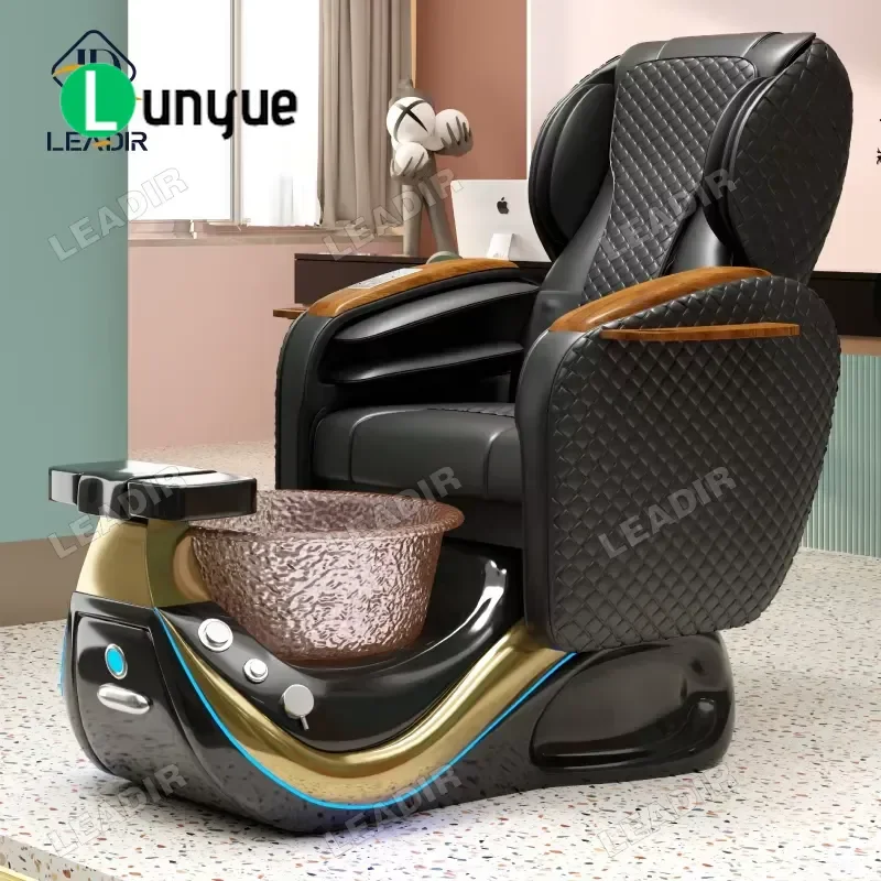 Modern Luxury European Touch Massage Nail Pedicure Chair Synthetic Leather Tubeless Swirl Foot Bath for Beauty Nail