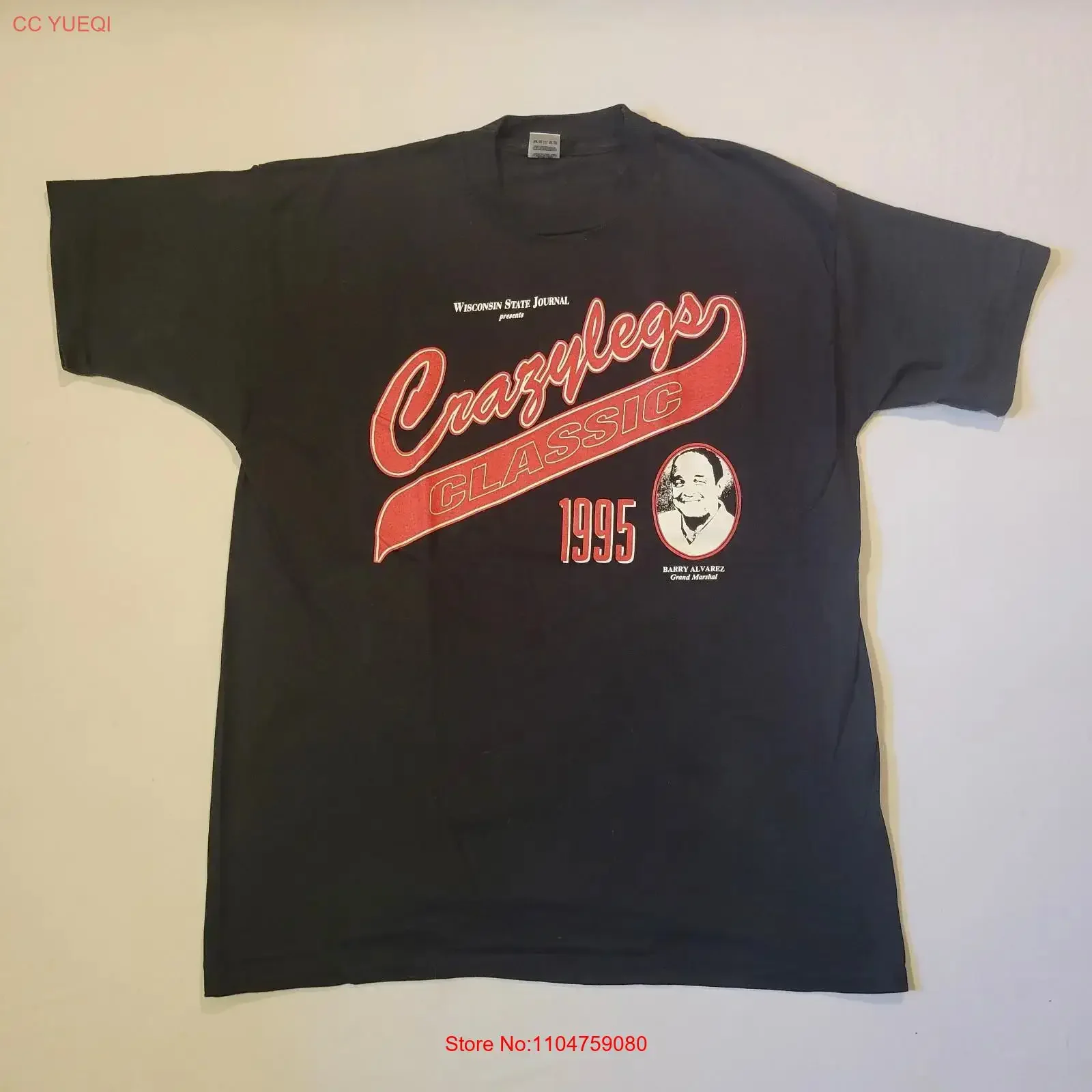 Fruit Of The Loom 1995 Crazylegs Classic Wisconsin State Journal Size XL T Shirt vintage Washed Stylish streetwear Comfortable