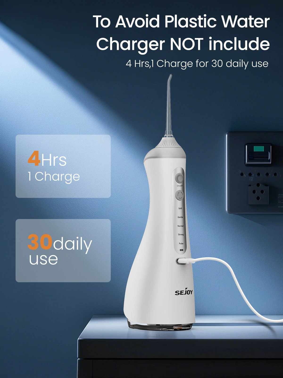 SEJOY الأسنان عن طريق الفم lrrigator للرجال النساء الأسنان الأنظف المحمولة جهاز تنظيف الأسنان بالماء 4 طرق IPX7 غسالة الفم #3
