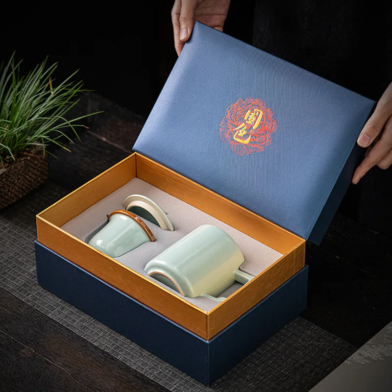 Tea Cup Office Ru Ware Mug Ceramic High-End Exquisite Ru-Porcelain Filter Separation Gift