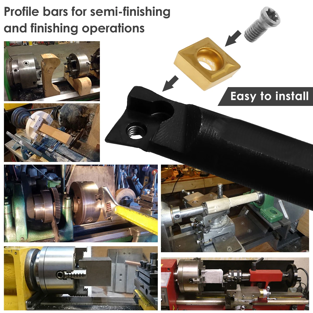 Turning Tool 12mm Shank Lathe Turning Tool Holder Boring Bar Lathe Tool Lathe Cutter CNC Metal Turning Rod Holders and Inserts