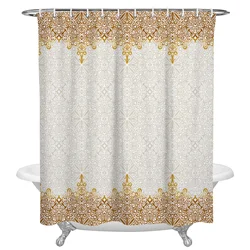 Bohemian Retro Ethnic Yellow Shower Curtains Waterproof Bath Curtains Home Decor Modern Luxury Bathroom Curtain