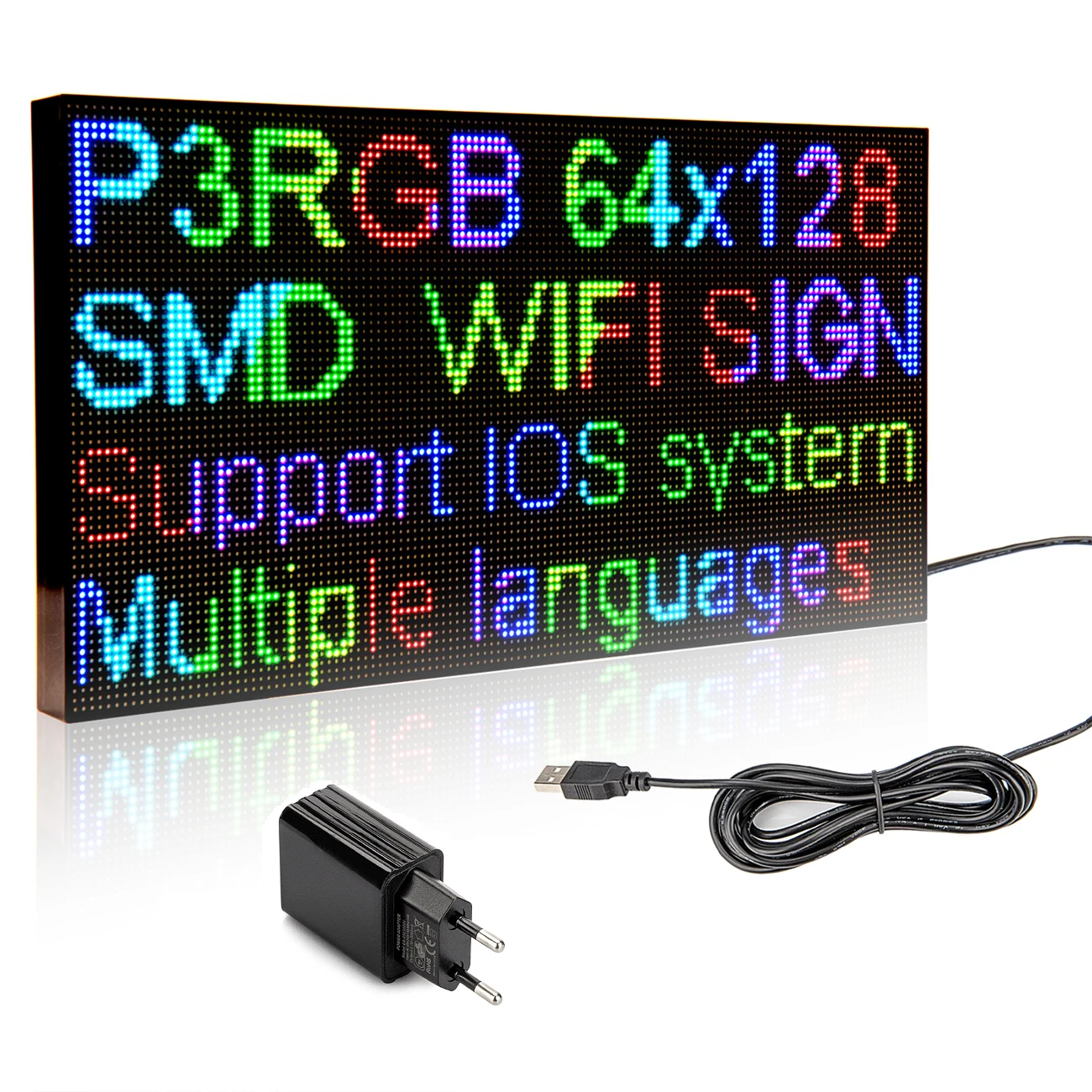 

Leadleds DC5V Portable Led Display Panel Scrolling Message Board Sign Open P3 RGB Matrix Wireless Programmable With USB Cable