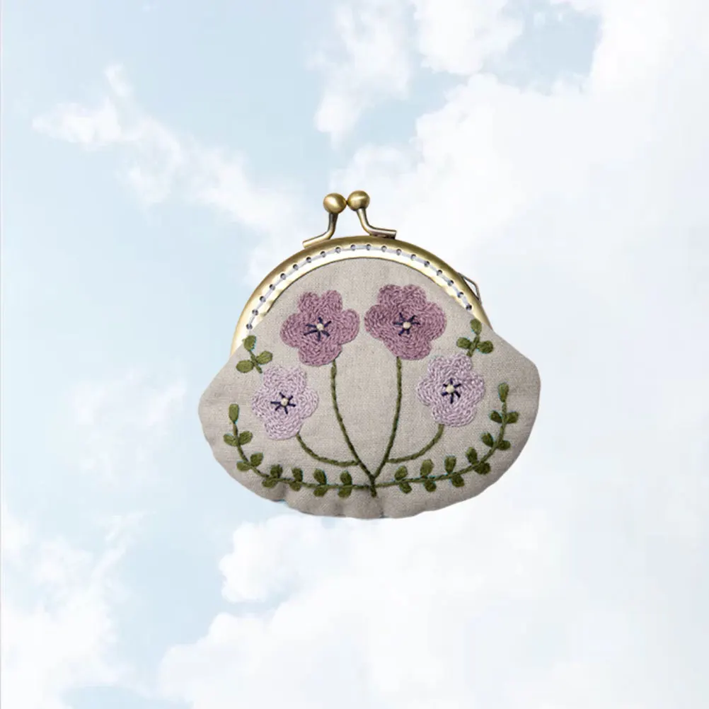 

Embroidery Kits Round Gold Bag Tools Gift Handmade Small Coin Purse Beginner Diy Knitting Material Miss