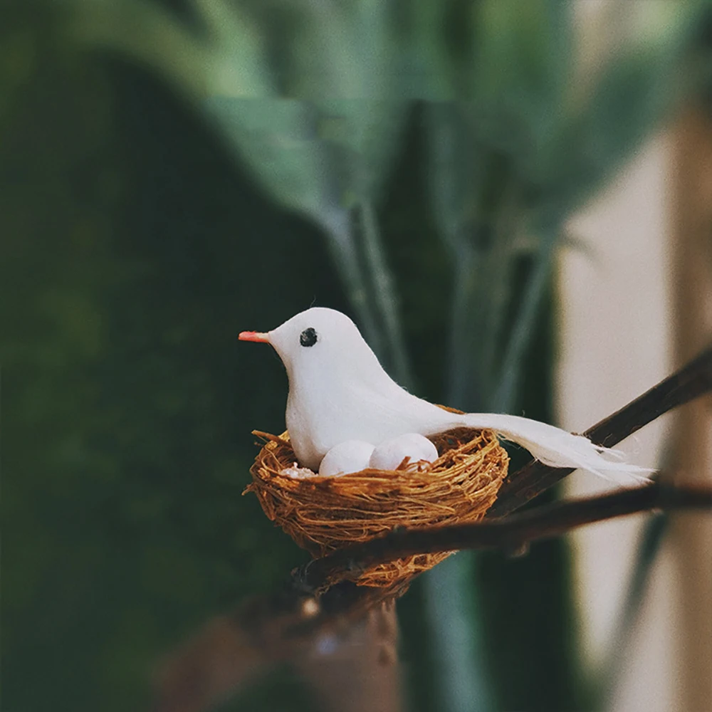 1/12 Dollhouse Miniature Bird Nest Mini Bird ของเล่นไข่สําหรับตุ๊กตาอุปกรณ์ตกแต่ง ob11 bjd