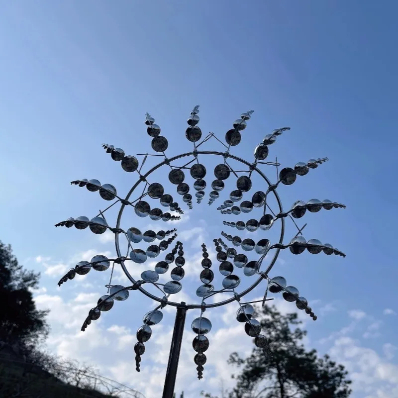 Metal Windmill Creative Courtyard Garden Lawn Decoration Wind Collector Magical Kinetic Energy Metal Windmill Rotator