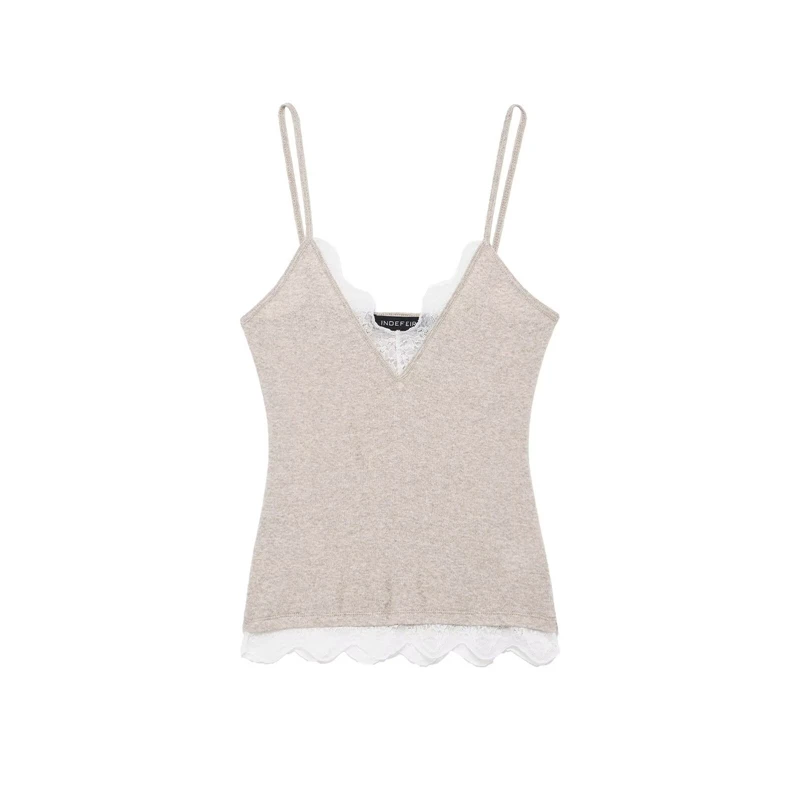 قميص كامي نسائي برباط، 3 ألوان متوفرة، رقبة على شكل حرف V، أشرطة رفيعة، بدون أكمام كاجوال أساسي