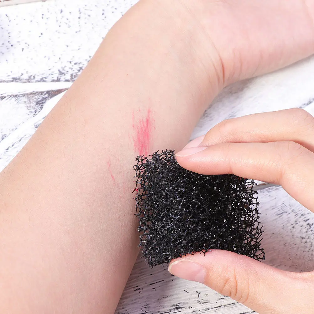 4Pcs Black Scar & Wound Sponge for Special Effect Makeup – Halloween Blood FX, Professional Prosthetic Supply