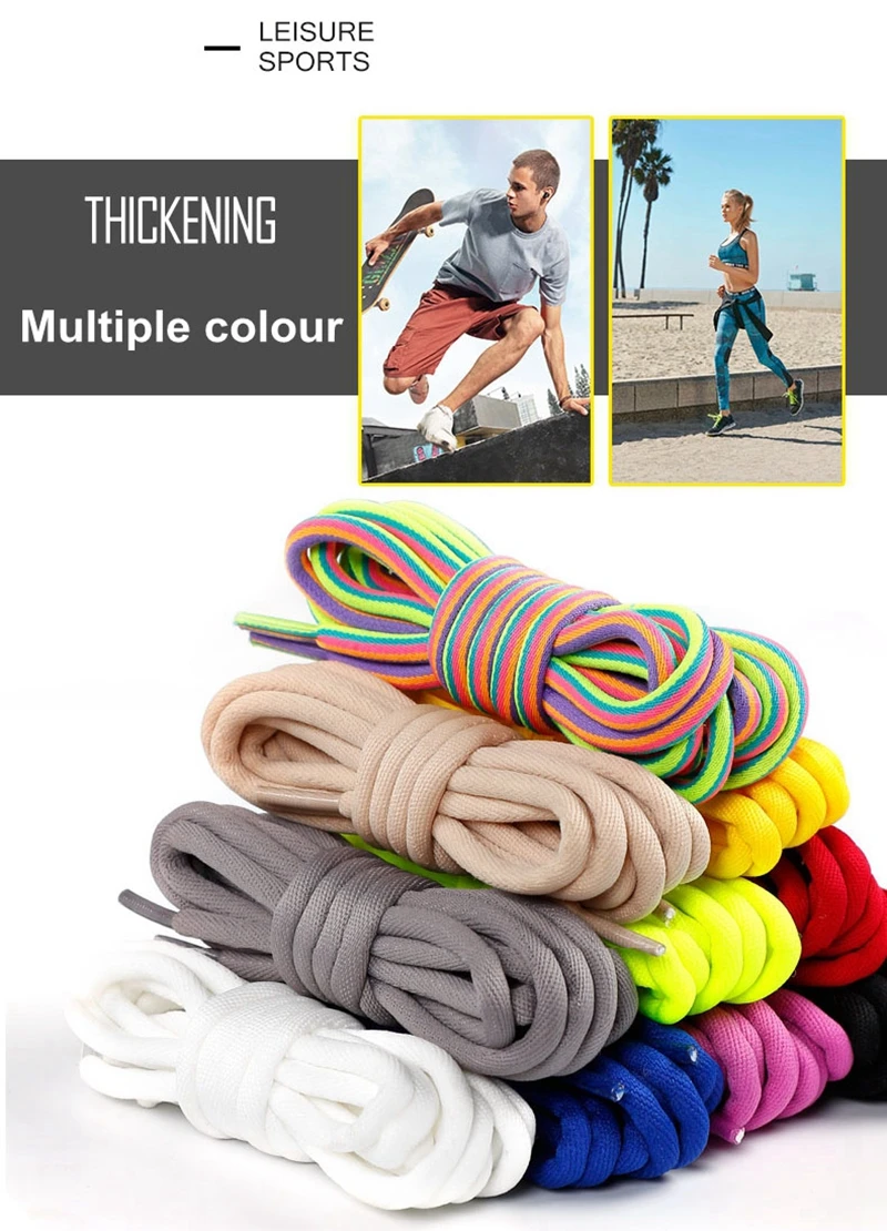1 Paar Regenbogen-Schnürsenkel für Sneaker, runde Schnürsenkel, Stiefelschnürsenkel, Damen- und Herrenmodell, bunte Tennisschnürsenkel, Schuhzubehör. – Detail 2