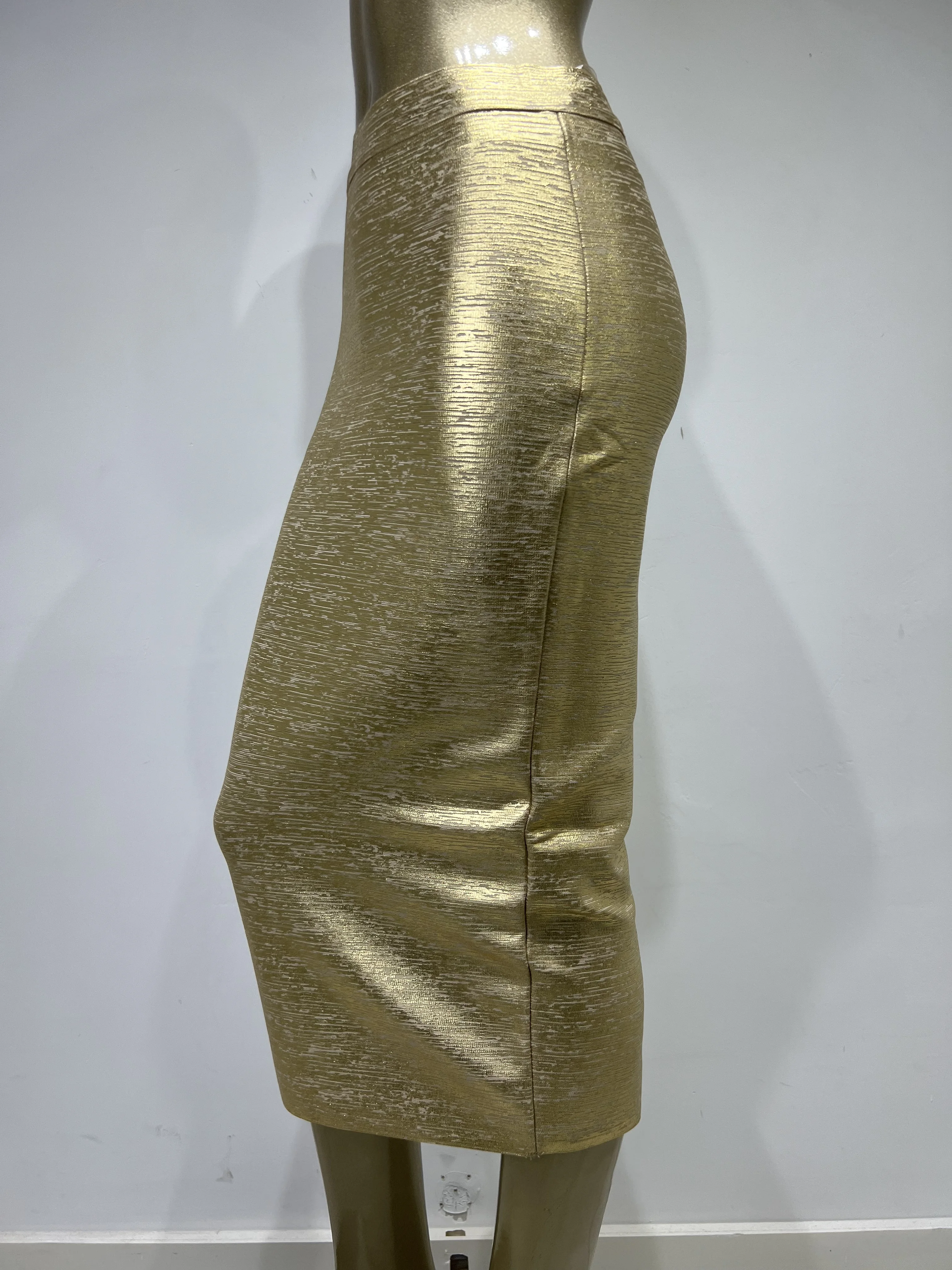 Imagem -05 - Novas Mulheres Sexy Ouro Prata Bandagem Saias High Street Celebridade Malha Designer Bodycon Midi Lápis Saias 78cm