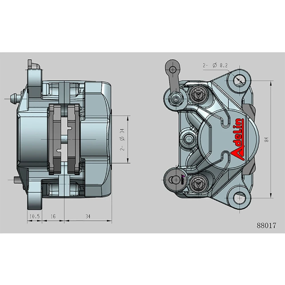 Adelin 2 Piston ADL-17 Forged Aluminum Motorcycle Racing Bike Brake Disc Caliper for Honda Yamaha NIU Suzuki Aprilla view 3