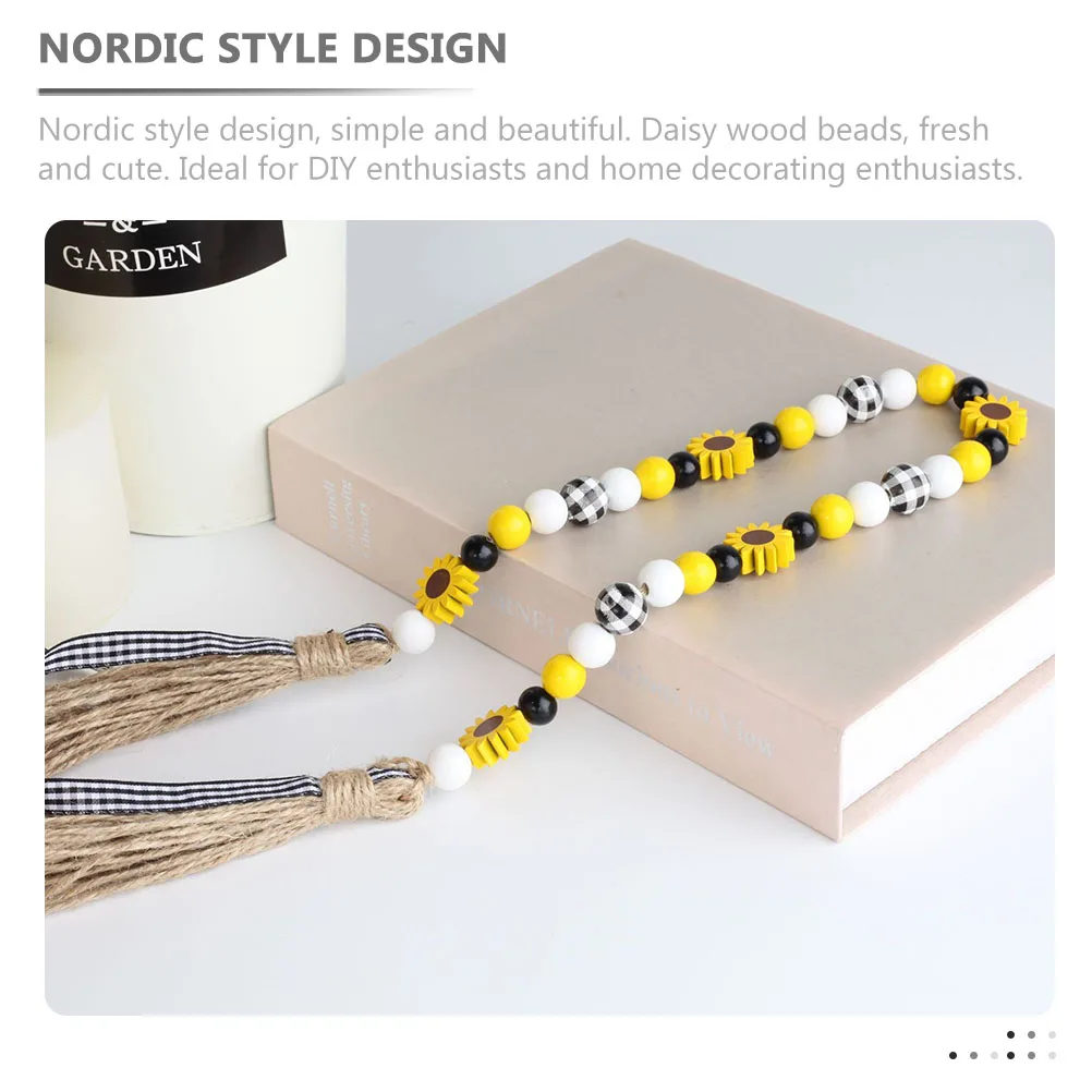 

20Pcs Daisy Wood Beads Nordic Style Simple Floral Beads for DIY Craft Handmade Gift Decoration Accessories Loose Bead