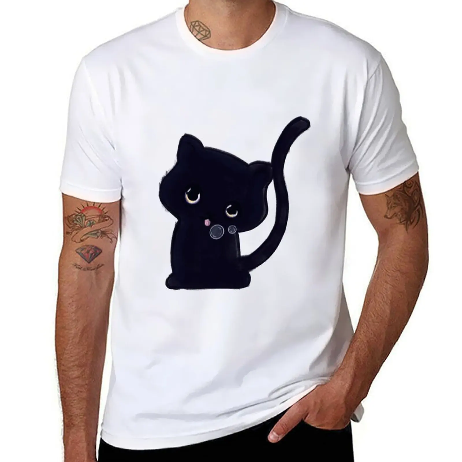 

Black cat burping bubbles T-Shirt essential t shirt mens graphic t shirts T-Shirt