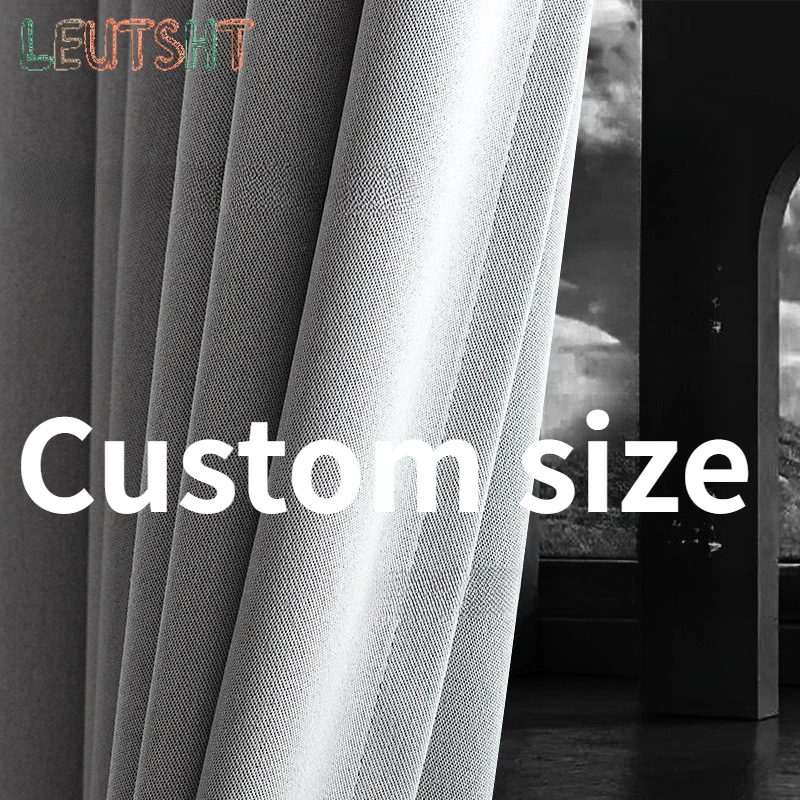 Custom Size Double Sided Tangle Curtains Hight Blackout Light Luxury Modern Simple Bedroom Sunshade Gray Linen Living Room
