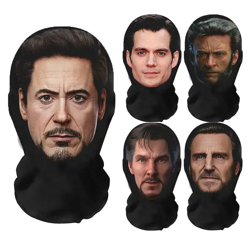 3D Printed Pattern Tony Stark Elastic Mesh Masks Cosplay Super Heros Funny Full Face Mask Party Props Balaclava Headcovers