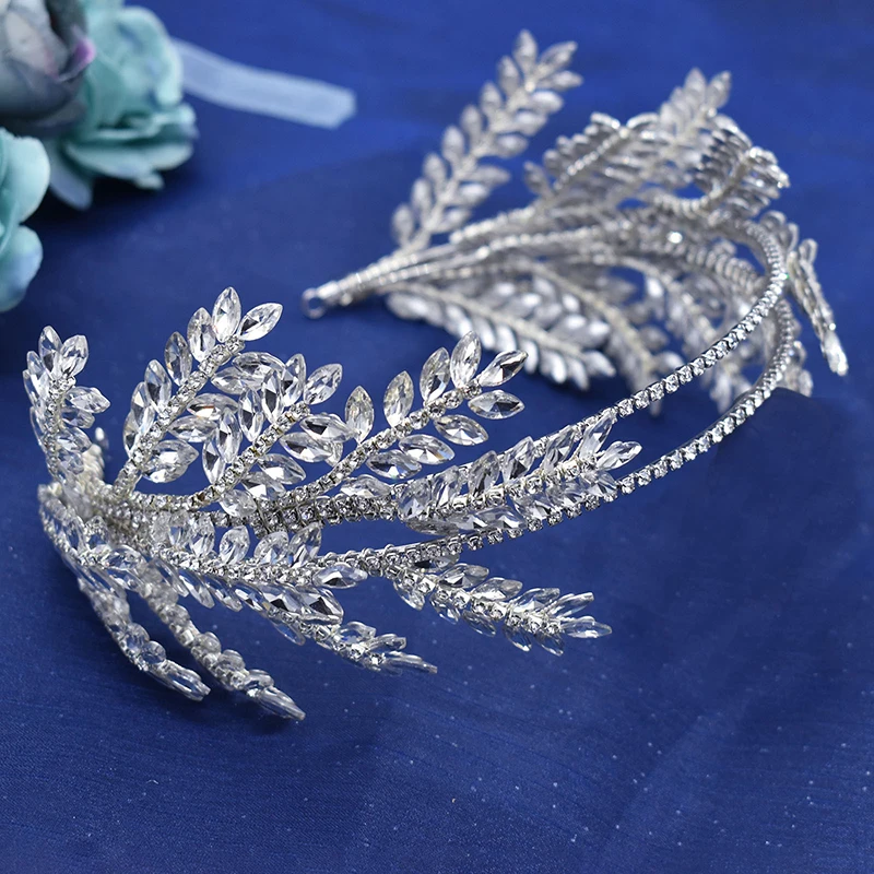 Shiny Crystal Wedding Crown Tiara Bridal Hair Jewelry Silver Color Headpiece Bride Headband Woman Headdress