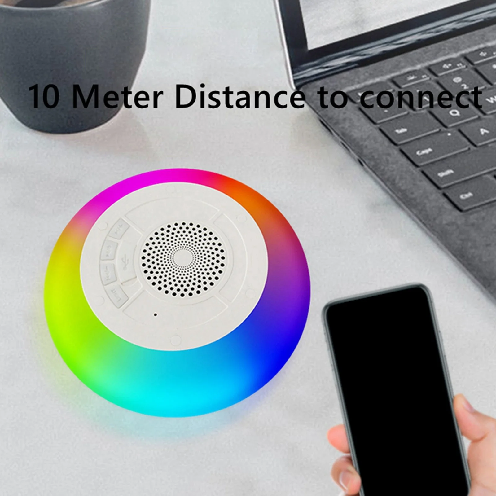 Pool Speaker Bluetooth Shower Speaker Floating 1200mAh Lithium Ion Battery Stereo IPX7 Waterproof Built in Mic for Indoor