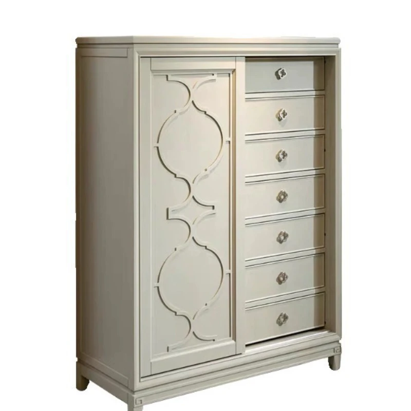 

American light luxury solid wood chest, modern simple living room storage side shell TV drawer cabinet