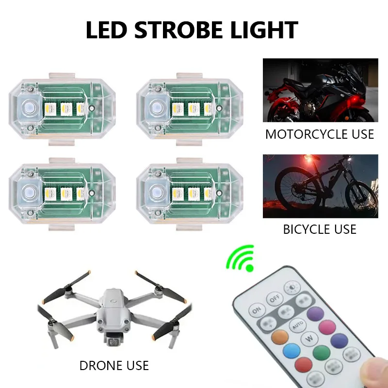 RGB Led Drone Strobe Lights Car Motorcycle Lights USB Chargeable LED Flashing Warning Lights for Aircraft Bike Auto Strobe Lamp