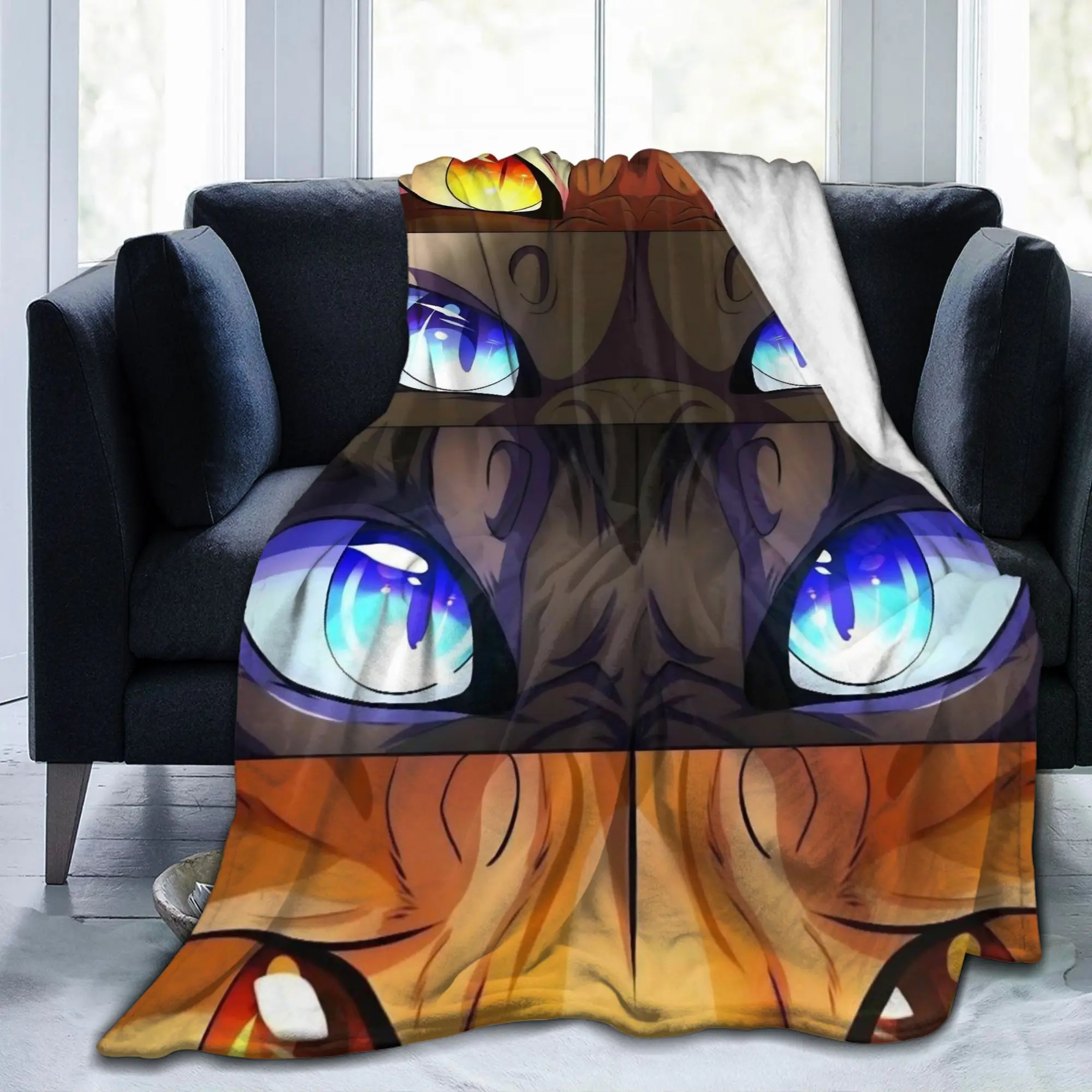 Warriors Fireheart Graystripe Cats Blanket Flannel Winter Ravenpaw Multi-function Lightweight Bedding Throw Blanket Bedroom