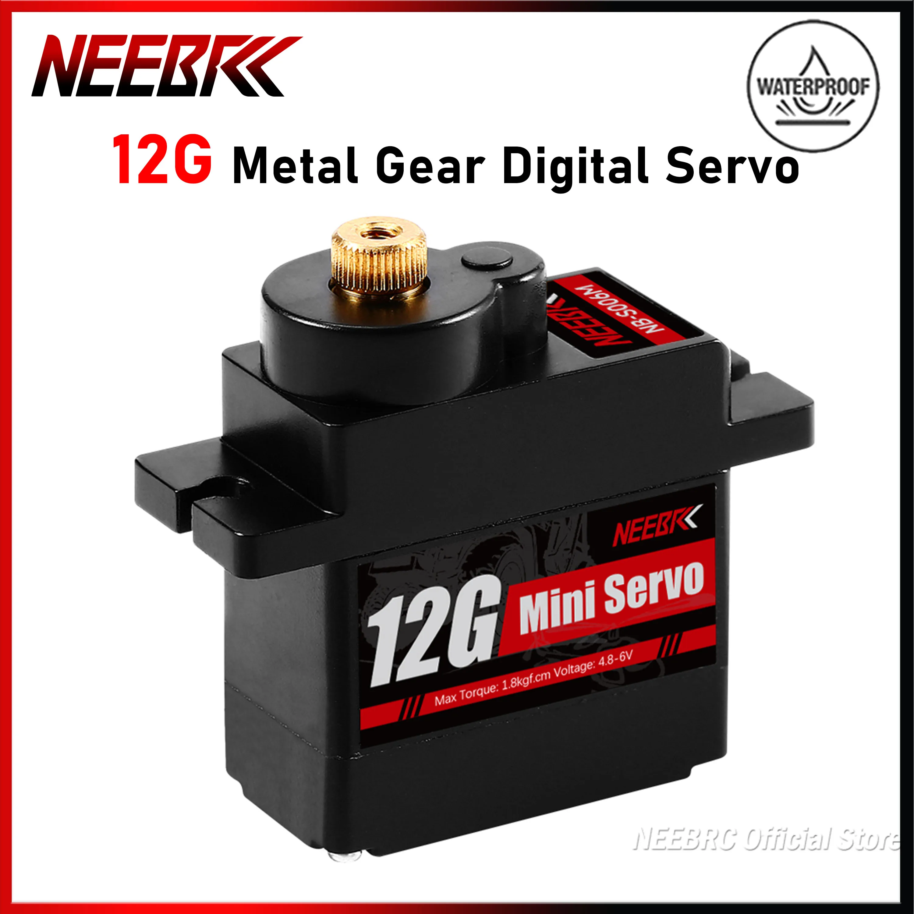 

NEEBRC 12g Micro Digital Servo Metal Gear Waterproof Motor 4.8-6V for 450 Helicoper SCX24 RC Car WLtoys k999 Plane Boat Part Toy