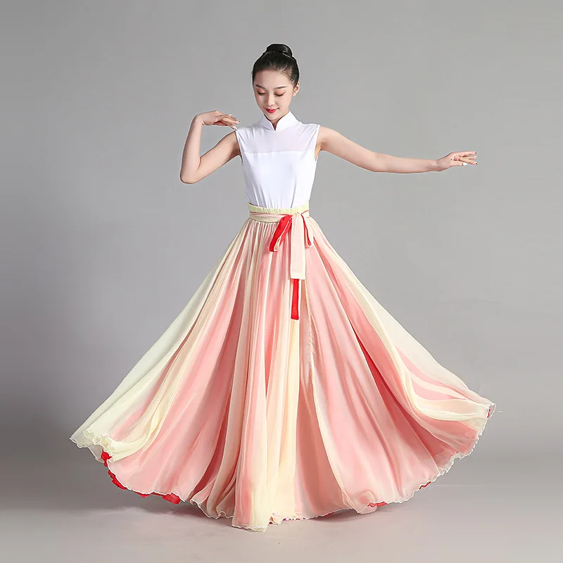 720 Degree Chiffon Skirt Double-sided wearable Ballet Belly Dance Women Gypsy Long Skirts Dancer Practice Assorted Dance Skirt