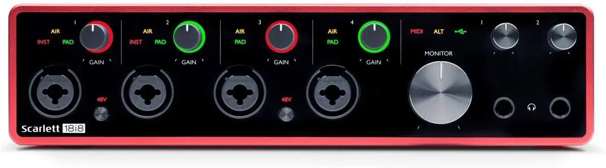 Focusrite Scarlett 18i8 interfaz de Audio USB de tercera generación