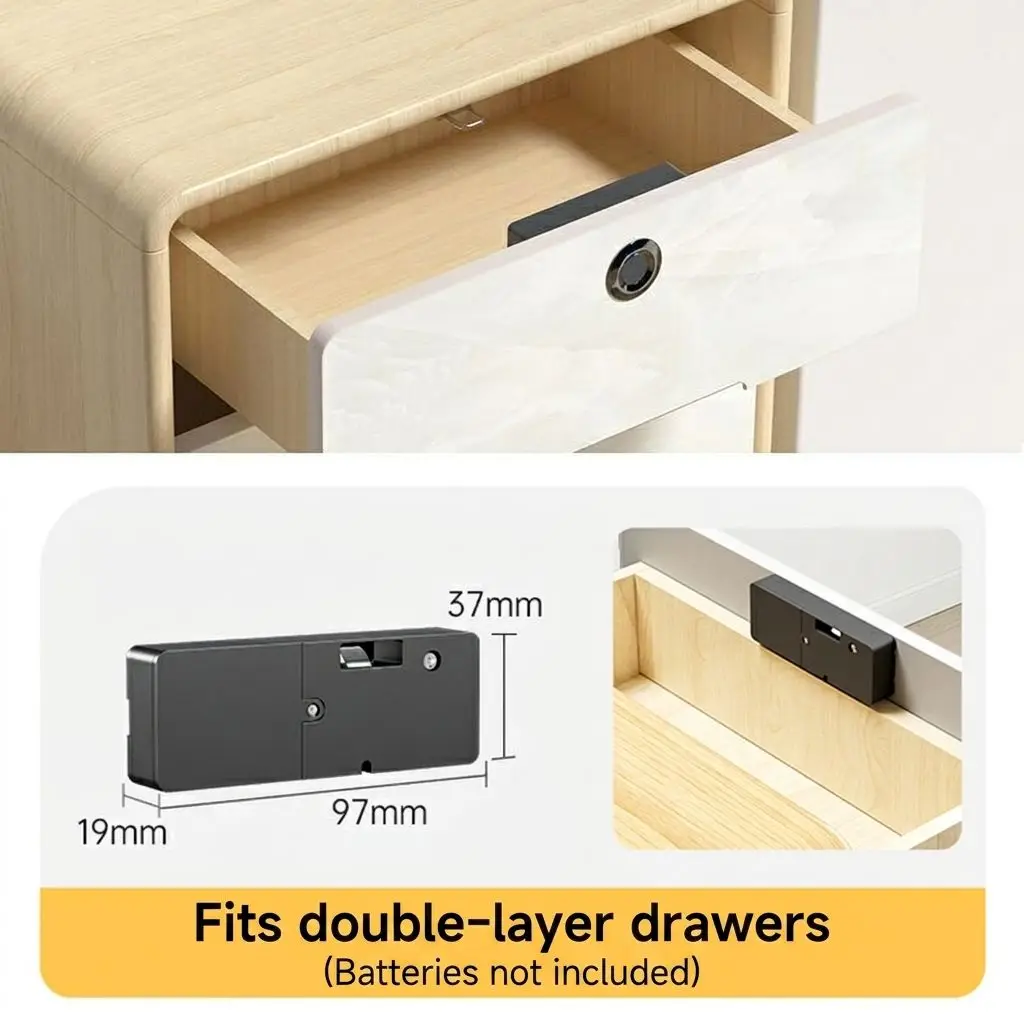 Smart Electronic Biometric Fingerprint Drawer Lock Keyless Replacement 16-19mm Hole for Wardrobe File Cabinet Security