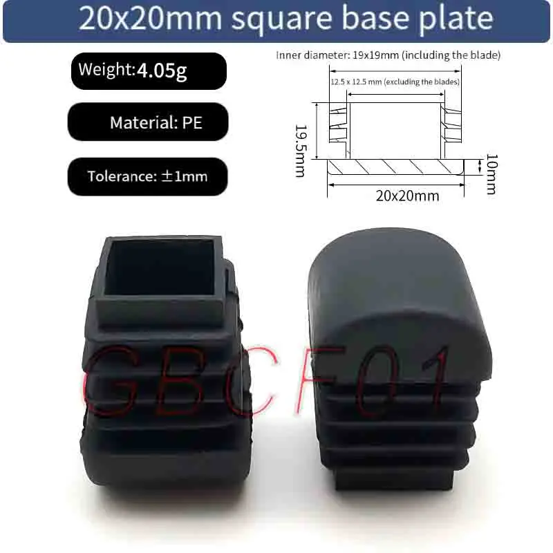Plastic tube caps, Square end caps, Furniture plugs, Chair leg caps, Pipe covers, Black end caps, square tube Plugs, Nylon caps