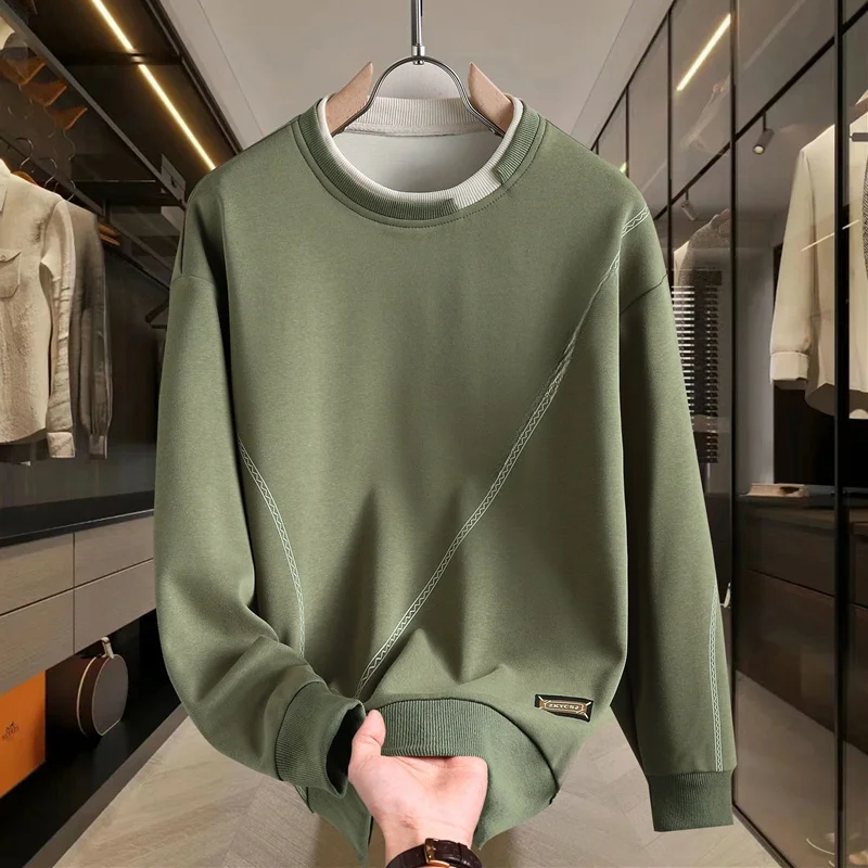 

Spring Autumn Men's Hoodie Long Sve Base Layer irt Trendy Youth Faion Cotton Polyester Blend round Ne T-irt