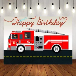 Firetruck Birthday Fireman Fire Truck Firefighter Photography Backdrop Happy Birthday Party Decoration Photo Background Banne