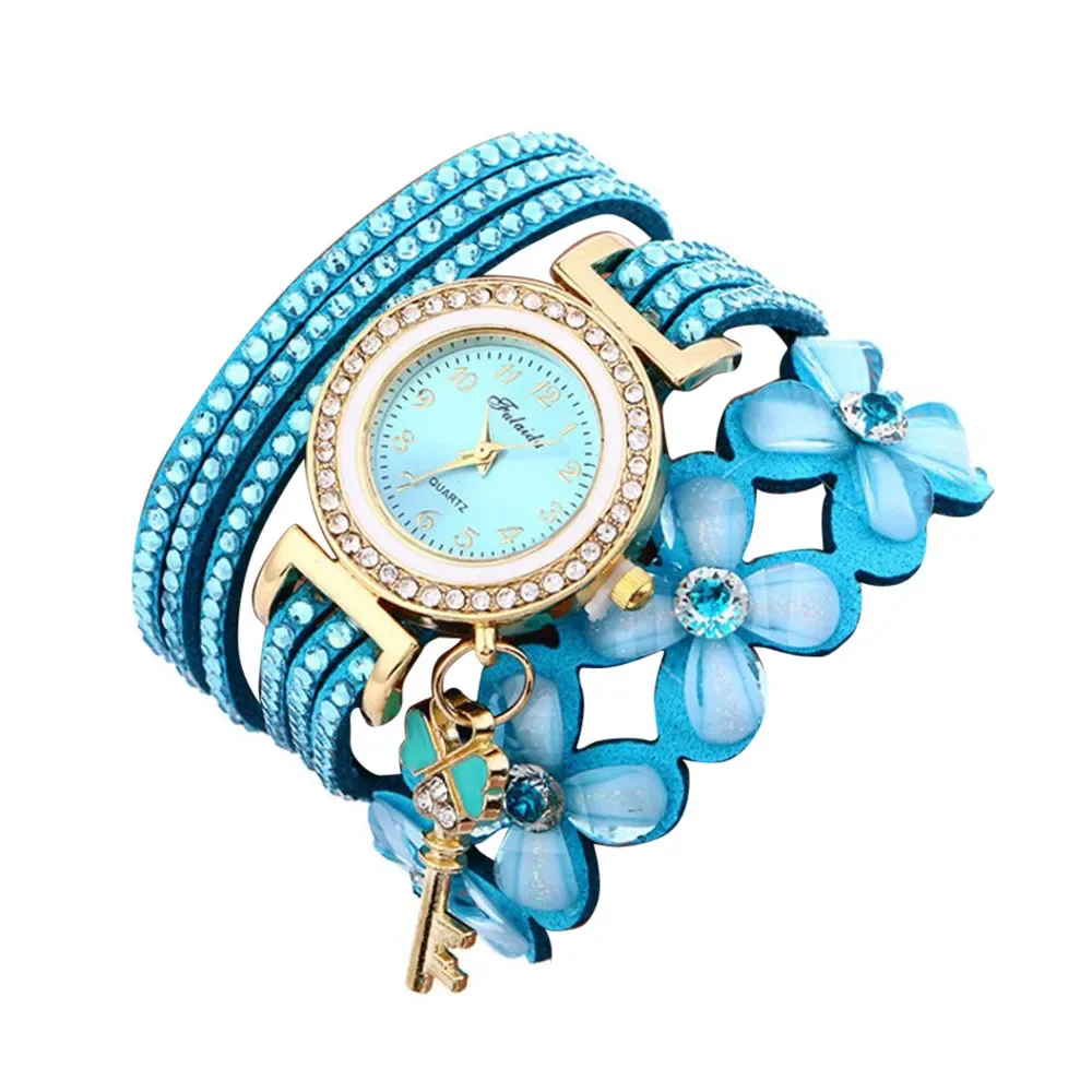 Montre-bracelet en cuir diamant pour femme, fleur de ficelle, montre-bracelet pour femme, mode décontractée