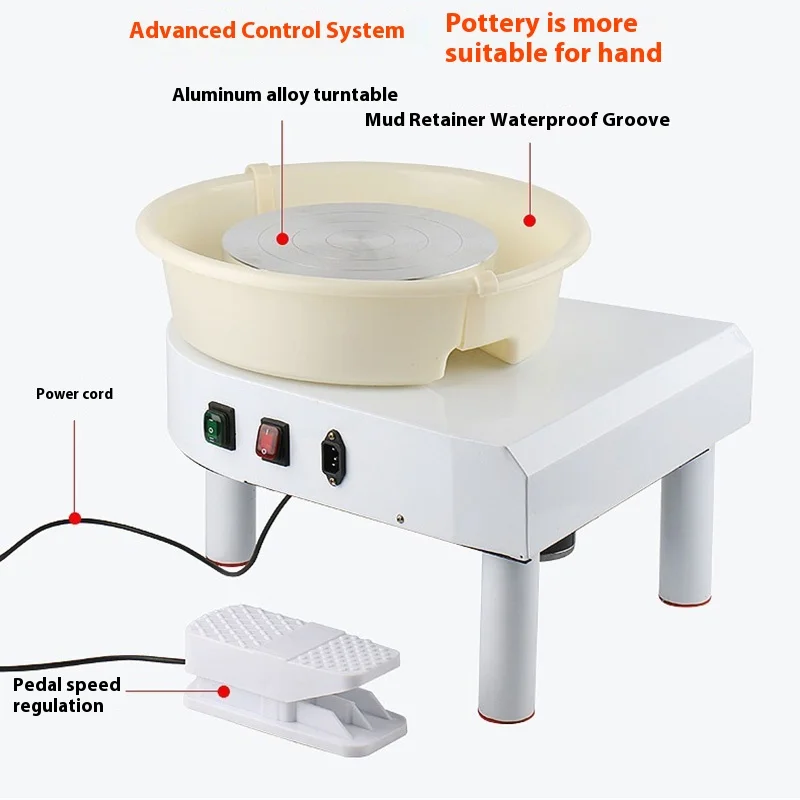 Electric Pottery Wheel Machine, Foot Pedal, Shaping Tools for School, Ceramic Clay Working Forming, DIY Art Craft, 28cm, 35cm