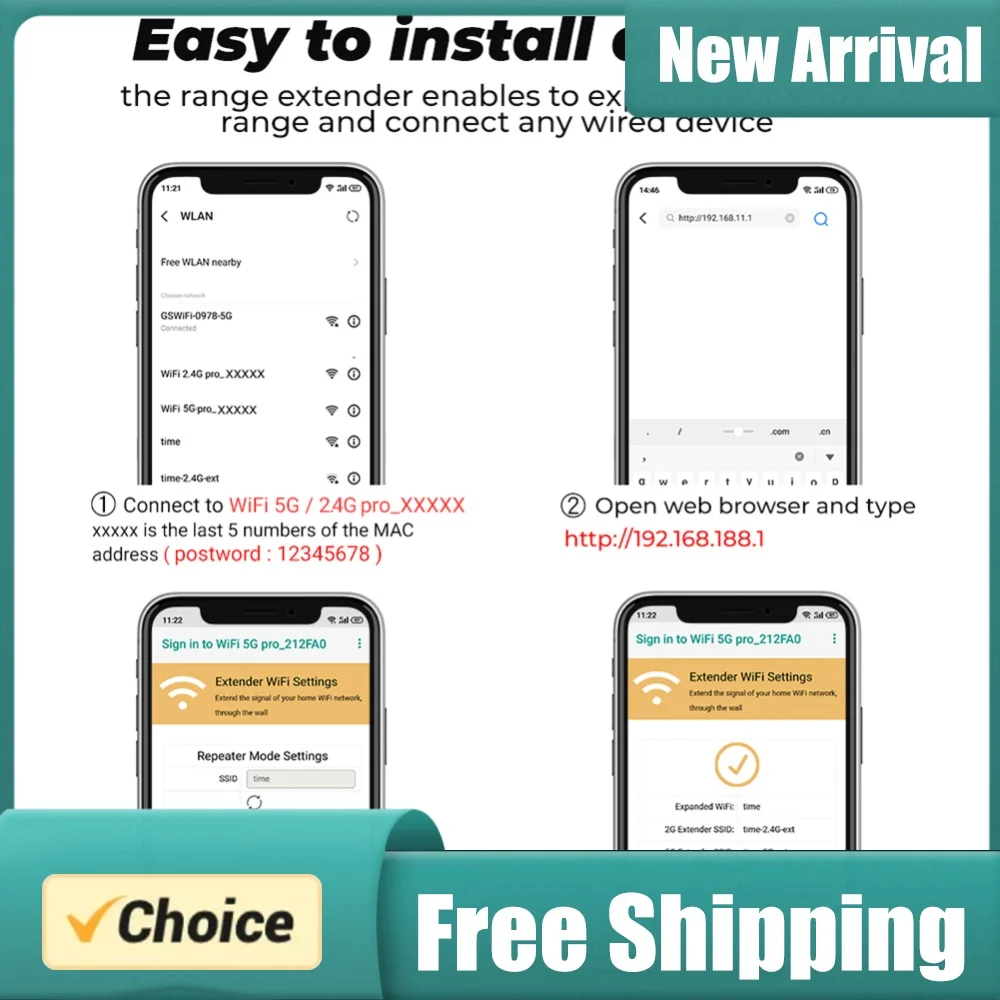 WiFi Booster External Four Antennas Long Range Band Network Extender Signal Enhancement Simple To Setup for Home