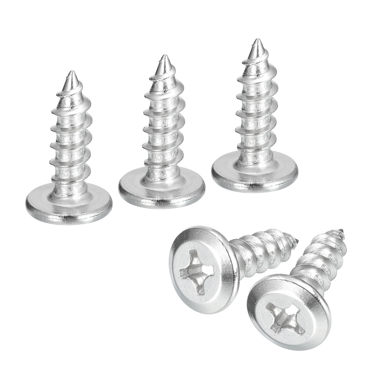 25/50/100Pcs M4 M5 M6 Flat Head Wood Screws 304 Stainless Steel Phillips Drive Round Head Self Tapping Screws for Woodworking