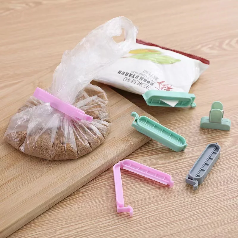 Piezas de plástico portátil para almacenamiento de alimentos, Clips de sellado para bolsas, herramienta de plástico, accesorios de cocina, 3 tamaños, 12 unidades