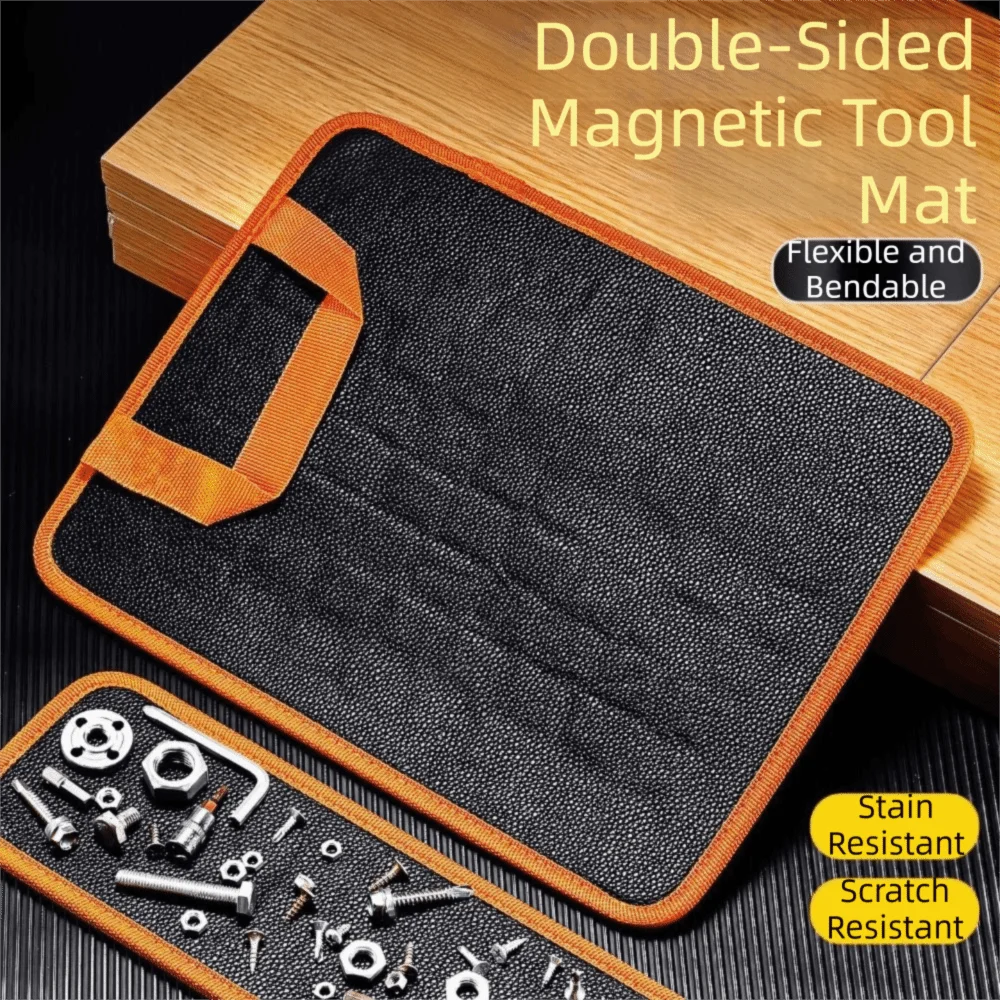 Double-Sided Magnet Tool Storage Pad Reinforced Edge Anti-Slip Magnetic Tool Mat Strong Magnet Portable Magnetic Holder Pad
