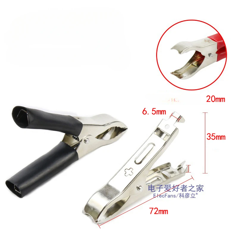 

(2 Each Red and Black) 30A Current, Nickel-plated Iron, 76mm Length, Alligator Clip Power Supply Battery Test Clip