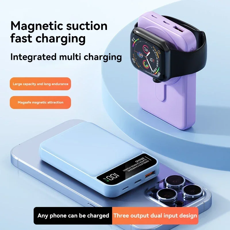 VIVO 50000mAh 22.5W بنك الطاقة المغناطيسي اللاسلكي شحن سريع PowerBank بطارية خارجية محمولة لساعة iPhone Android