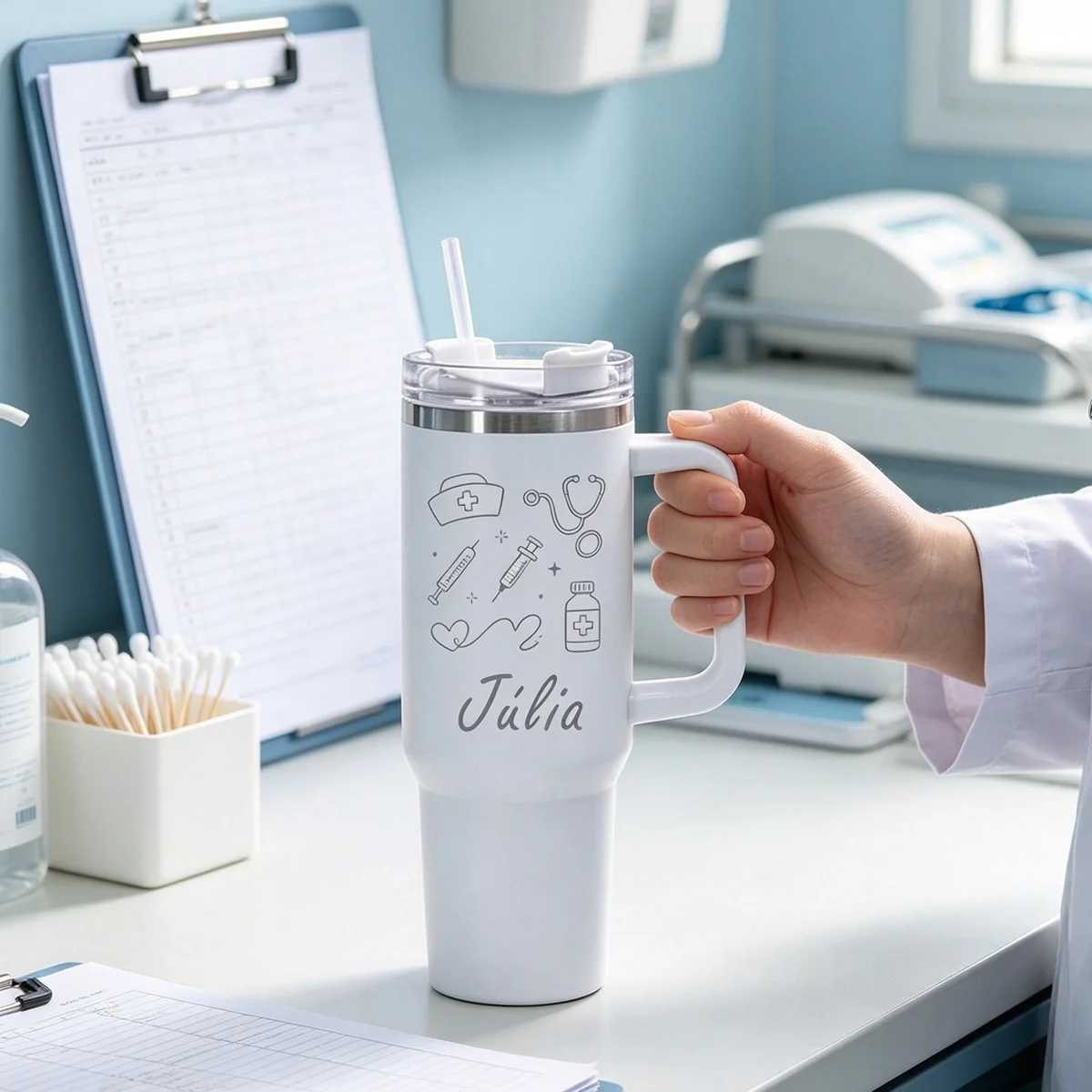 40oz Custom Stainless Steel Ice Cup, Birthday & Nurse's Day Gift for Doctors & Nurses, Great for Daily Commute, Travel & Outdoor